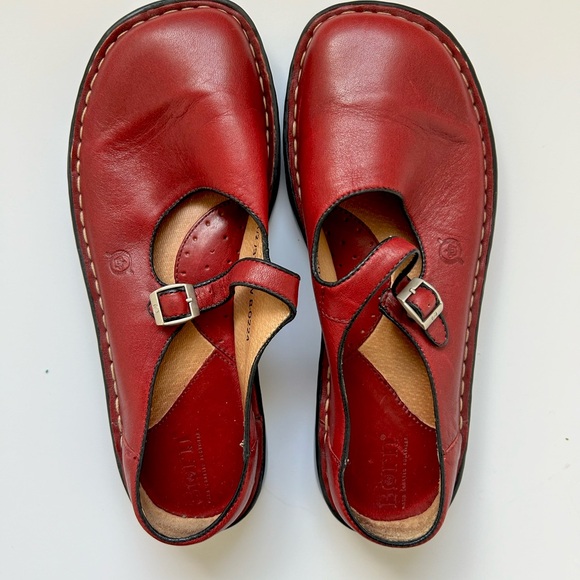 Bjorn Shoes - Born leather red mary janes slip on shoes women’s size 6.5 37